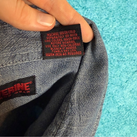 Wolverine Boots and Gear Denim Shirt Men's Size XL Short Sleeve Westernwear - Picture 15 of 16